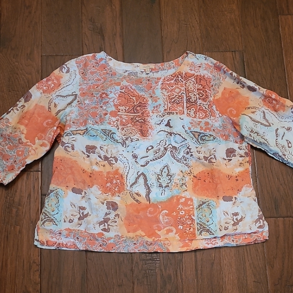 Choices women's colorful linen blend top size 2X